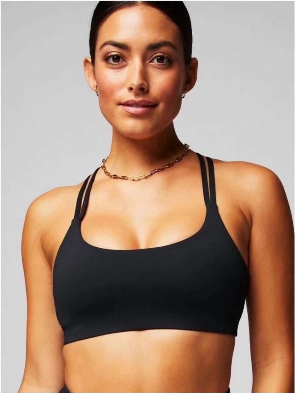 Fabletics Black Double-Strap Wireless Sports Bra NWOT worn once